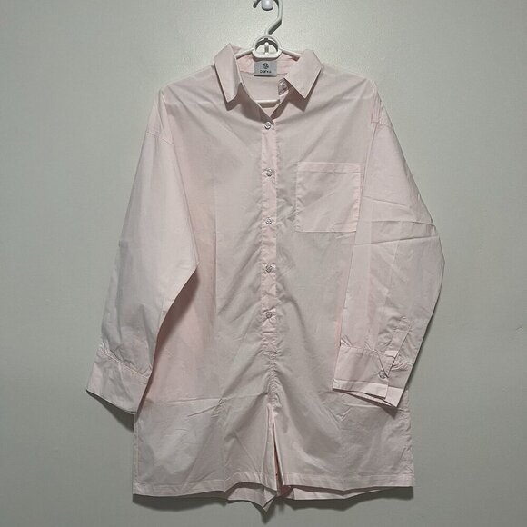 Parke Pink Cotton Long Sleeve Button Front Polo Romper Size Small - Picture 1 of 8